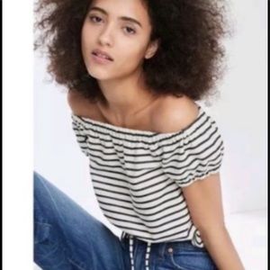 Madewell Melody Striped Off-the-shoulder Top